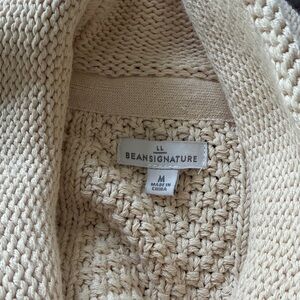LL Bean signature chunky Cable knit heavy weight V-neck Cardigan Sweater M